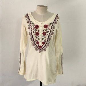 Johnny Was Embroidered Long Sleeve Tee